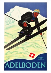 SUISSE ADELBODEN 1400m VOYAGE TIRAGE D'UN DESSIN DE 1928 FORMAT A4 - Picture 1 of 1