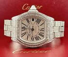 Cartier Roadster GMT XL 42mm Men's Steel Watch Iced 10ct Diamonds Roman Ref 3312