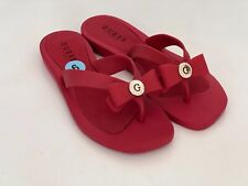 NEW! GUESS PILAR RED W/ GOLD LOGO BOW STRAP SANDALS SLIPPERS 6 36 SALE