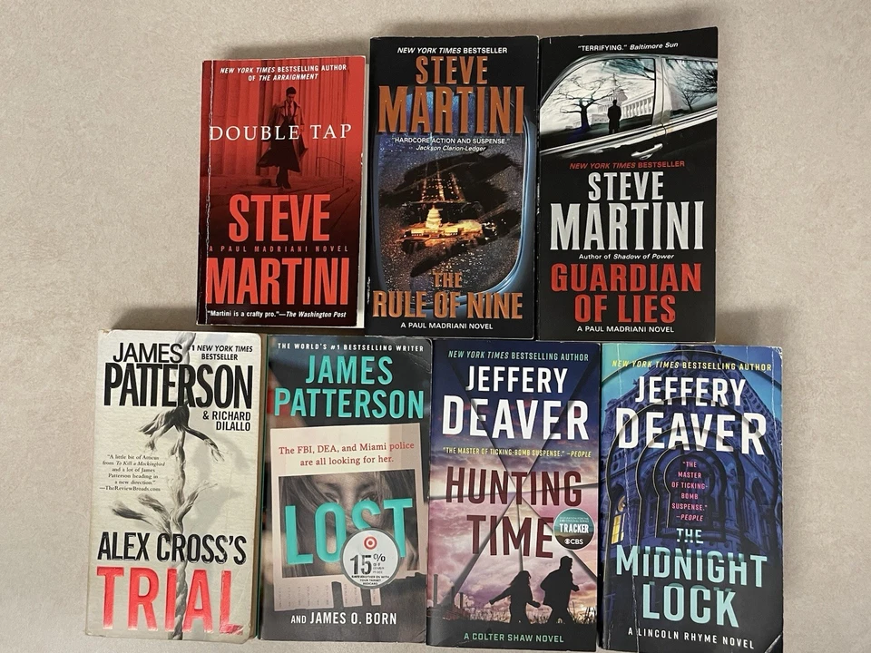 LOT Of 7 Steve Martini James Patterson Jeffrey Deaver Thrillers Fiction Paperbac - Imagem 1 de 4