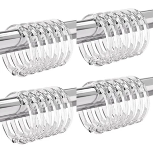 Pack of 24 Snap On Bath Curtain Hooks Acrylic Materials Smooth Gliding Rustproof - Picture 1 of 8