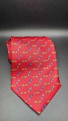 US Open Tennis Maroon 100% Silk Neck Tie With Flaming Fire Tennis Balls - Image 1 of 4