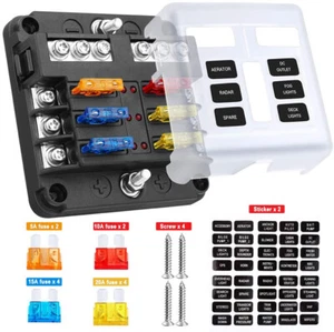 Fuse Box Block Holder 12V 32V 6 Way Blade LED Indicator Car Auto Boat Marine - Picture 1 of 10