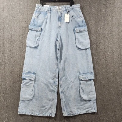 Jeans donna Forever 21 blu taglia 33 relaxed tasche cargo jeans gamba dritta - Immagine 1 di 4