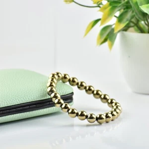 Pulsera Joyería Cristal Pirita Dorado Protección Abundancia Hecha a Mano - Imagen 1 de 8