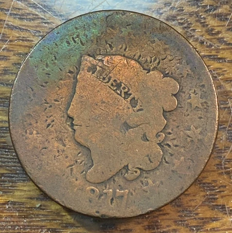 1817 Large Cent AG/G Nice Toning CHRC Cover