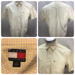 Tommy Hilfiger Herren Gr. M gelb kariert & kariert Knopfleiste Kurzarm Hemd - Bild 1 von 9