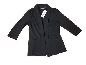 NWT Meaneor Blazer Casual Office wear Jacket Black Sz Small  3/4 Sleeve Pockets - Picture 1 of 9