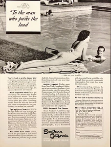 1940 Southern California Sun Festival Print Ad Woman Pool Risque Ad Copy - Picture 1 of 6