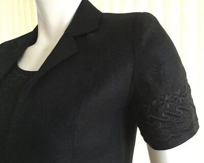 SPENSER JEREMY Petites Womens Midi Dress & Jacket Set Black Linen 2-Piece Size 4 - Image 1 of 4