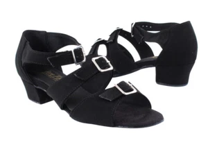Zapatos de baile para mujer West Coast Swing tacón bajo 1,5 marrón satinado negro nobuck 1679 - Imagen 1 de 24
