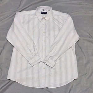 Vintage Ralph Lauren Herren Hemd weiß 16,5-33 gestreift gesprenkelt Kreuzstich Button Down - Bild 1 von 12
