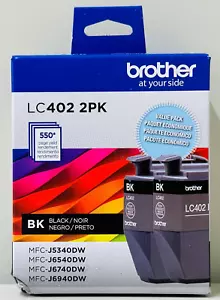 New Genuine Brother LC402 Black 2PK Ink Cartridge Box - Picture 1 of 1
