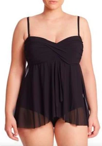 Costume da bagno unico profilo di Gottex nero Flyaway abito da bagno taglia plus donna nuovo con etichette - Foto 1 di 3