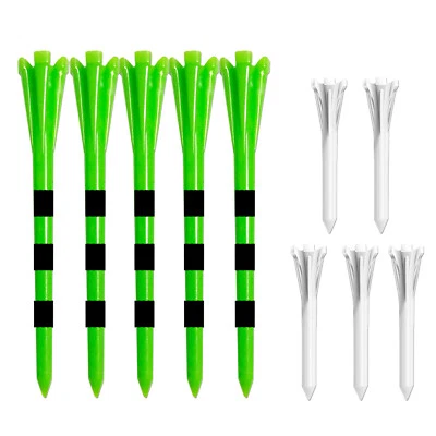 Camisetas de plástico para golf: 5 puntas con rayas, paquete de 100, 3 1/4, 2 3/4, 1 1/2 Foto 1 de 4