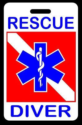 RESCUE DIVER SCUBA Diving Luggage/Gear Bag Tag - New