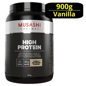 MUSASHI High Protein 900g Powder - Vanilla Milkshake P30g, C7g & F3g - Picture 1 of 2