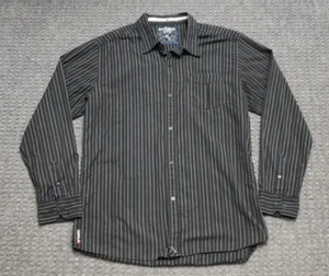 Quiksilver Men's 2XL Black Pin Striped Long Sleeve Button Up Shirt - Picture 1 of 19