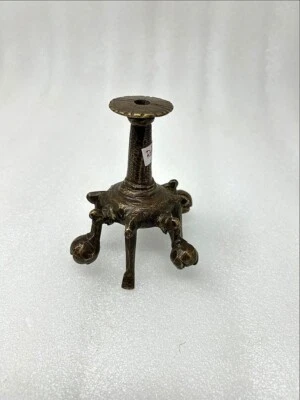 Antique Brass Mughal Period Surma Dani Old Brass Hand Forged Woman Eyeliner Pot - Image 1 of 4