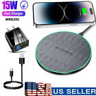 15W Wireless Phone Charger Pad Quick Fast Charge Dock For Google Samsung iPhone