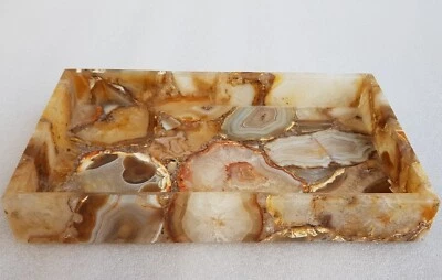 Bandeja rectangular de ágata natural en línea de 12"x8", bandeja de ágata hecha a mano Foto 1 de 3
