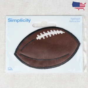 Football Faux Leather Material-Simplicity Embroidered Iron On Patches Pigskin - Picture 1 of 2