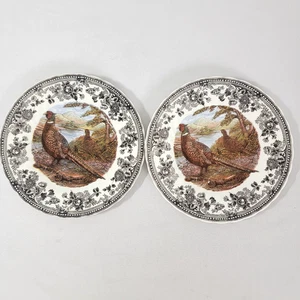 Lot of 2 Queens Quintessential Game 8" Salad Bread Plate Pheasant Pheasants - Picture 1 of 4