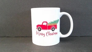 Camión rojo Feliz Navidad con taza de porcelana árbol de Navidad - Imagen 1 de 4