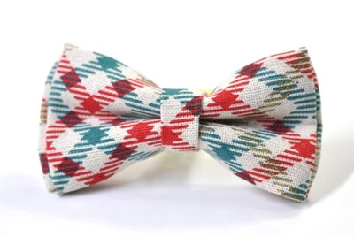 Xmas Christmas Red Blue Plaid Checkered Tartan Bow tie for Men / Youth / Boys - Image 1 of 4