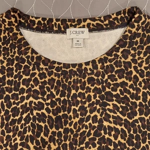 J. Crew Leopard Animal Print Cotton Sweatshirt Sweater Womens MEDIUM - Picture 1 of 18