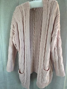 Love Tree Pink sweater jacket/cardigan women's sz M - Picture 1 of 6