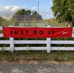 90’s Vintage Nike JUST DO IT Canvas Banner Sign Used in Conventions 9.5 Ft long - Picture 1 of 10