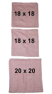 3 Cackleberry Red White Ticking Stripe Pillow Covers 2 18x18 1 20x20 Cotton Farm - Picture 1 of 8