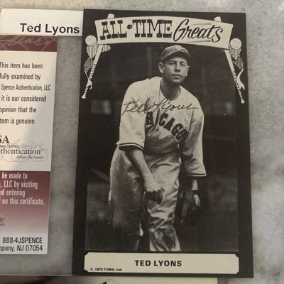Ted Lyons Signed Postcard TCMA All Time Greats Cubs Baseball JSA & GAI Certified - Image 1 of 4