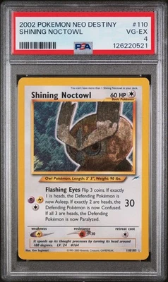 PSA 4 VG-EX Shining Noctowl Neo Destiny Holo Rare Pokemon Card 110/105 - Image 1 of 2