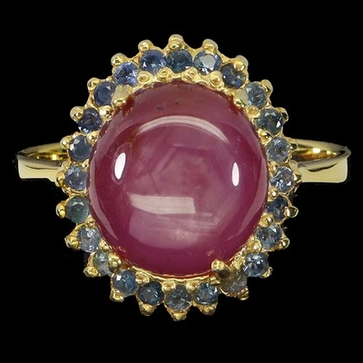 925 Sterling Silver Ring Oval Ruby 11x10mm Sapphire Gemstone Jewelry Size 8 - Image 1 of 4
