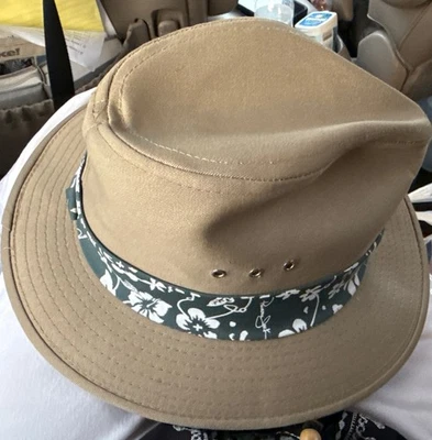 PANAMA JACK ORIGINAL MEN HAT SIZE Medium Tan Green Band - Image 1 of 4