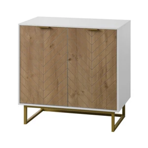 Modern Kitchen Buffet Sideboard Cabinet Storage Cabinet with 2 Doors White&Gold - Picture 1 of 14