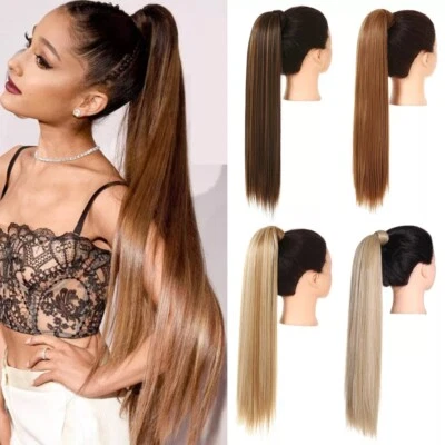 Drawstring Ponytail Hairpieces Extensions Long Straight Hair Synthetic for Women - Image 1 of 4