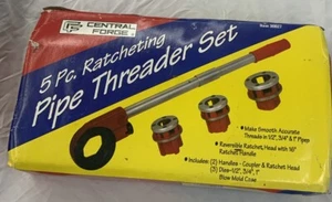 Central Forge Pipe Threading Kit 5 Piece Set 30027 With Plastic Case - Picture 1 of 3