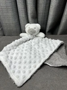 Carters Bear Lovey White Gray Plush Security Blanket 2 Sided Sherpa Dots 13 Inch - Picture 1 of 9