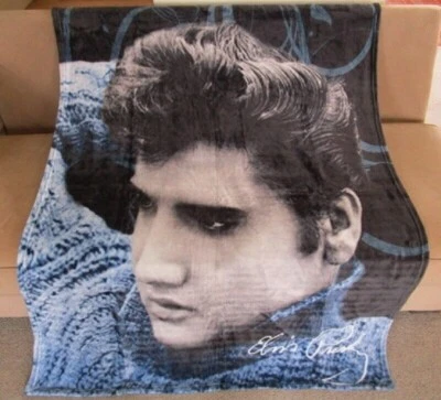 Nuevo Suéter Azul Elvis Presley Felpa Vellón Tiro Manta Regalo Foto del Rey Foto 1 de 3
