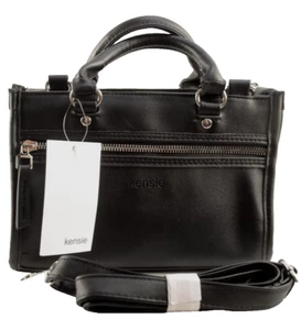 KENSIE Purse Handbag Black Vegan Leather w Adjustable Shoulder Strap NWT - Picture 1 of 8