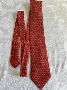 Authentic Hermes Tie Red and Green holiday print 7872 UA - Picture 1 of 4