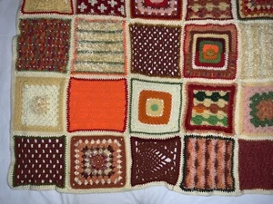 Boho Retro HandMade Crochet Knit Granny Square Afghan Throw Lap Blanket 38”x47” - Picture 1 of 12