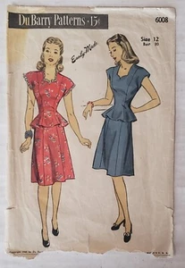 1945 Du Barry Dress Pattern #6008 USA sewing Top & Skirt COMPLETE unUSED size 12 - Picture 1 of 8