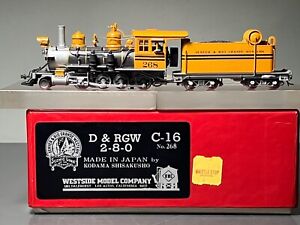 WESTSIDE HOn3 D & RGW C-16 2-8-0 #268 Japan Brass Loco Factory-Paint BUMBLE BEE!