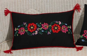 Permin 83-2961 Kissen Blumen Auf Schwarz Stickerei Traditional - Bild 1 von 1
