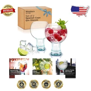 Handgefertigte Saphirblau 19 Unzen Gin Cocktail Gläser Set - Stilvoll & Wiederverwendbar - Bild 1 von 9