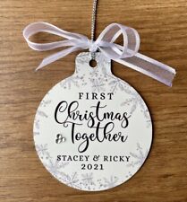 Personalised Bauble First Christmas Together Gifts For Couple Metal Keepsake
